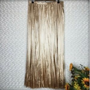 Chicos 2 Metallic Gold crinkle Maxi Skirt